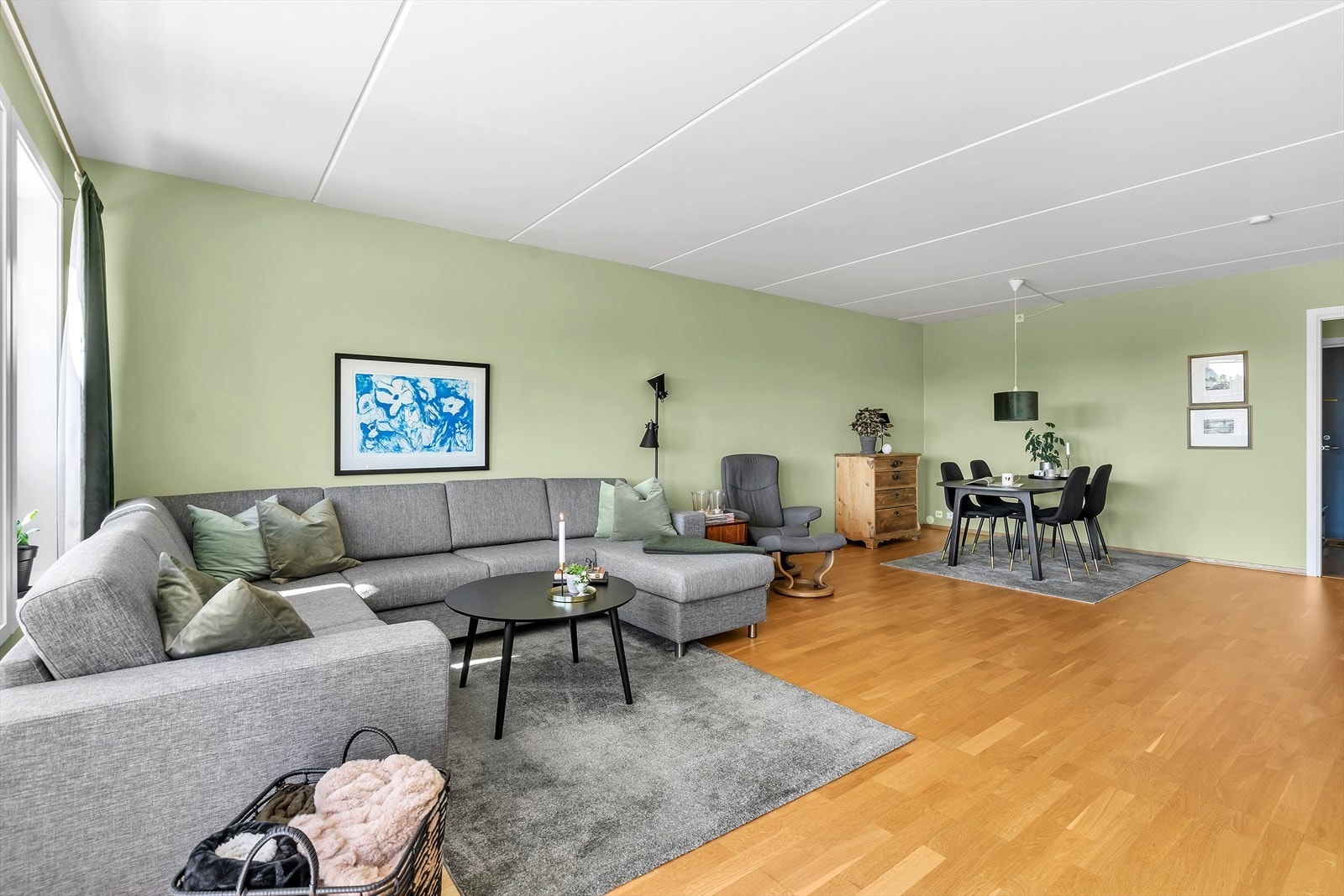 God plass til salong og spisestuemøblement i naturlige soner. Galleribilde