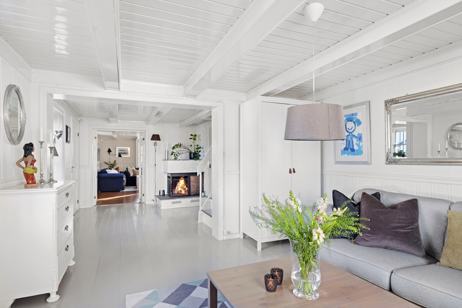 I den andre stuen er det åpen peis. Galleribilde