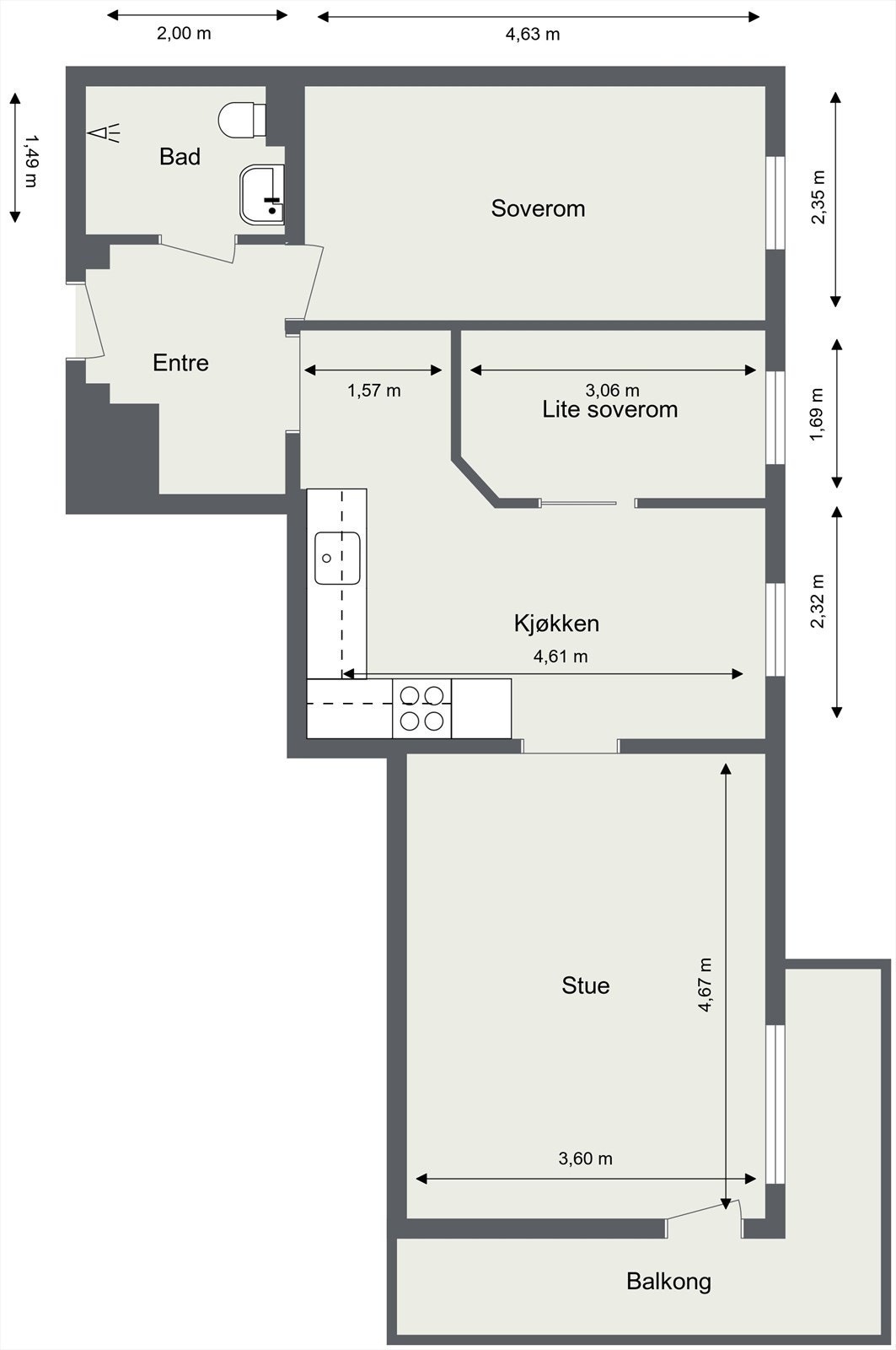 Plantegning Grenseveien 30D, 5. etasje. Galleribilde