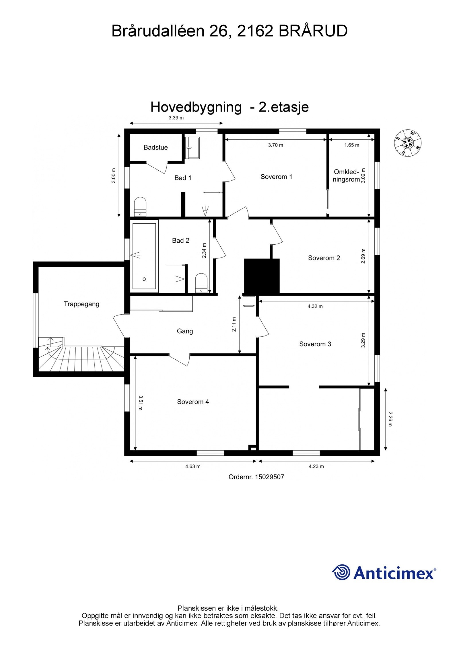 Plantegning 2. etasje hovedbygning. Galleribilde