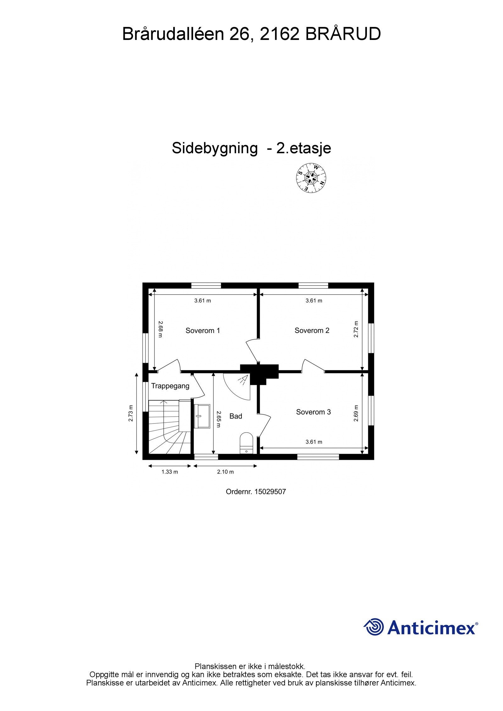 Plantegning 2. etasje sidebygning. Galleribilde