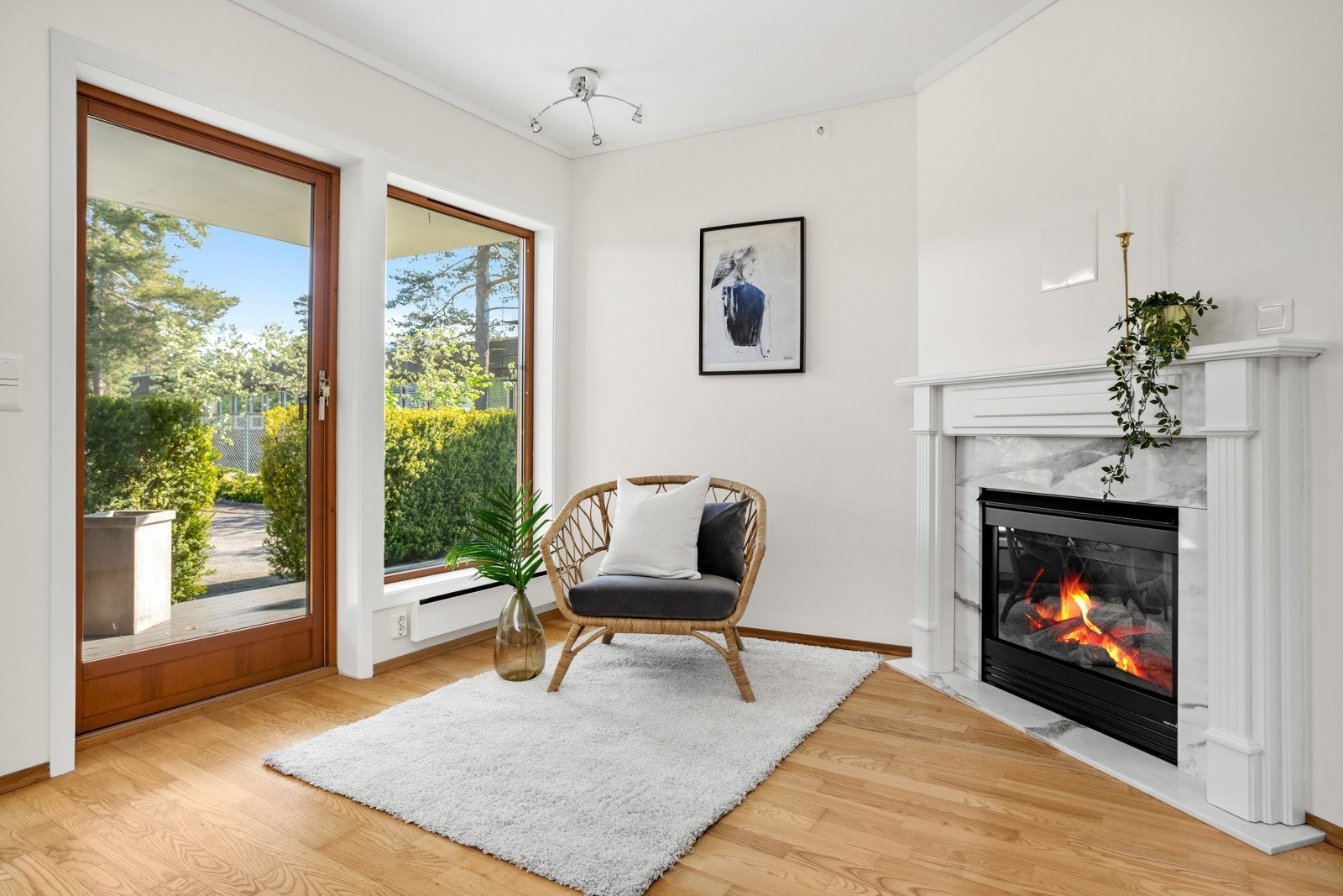 Herlig gasspeis som gir en god varme på kalde dager - Utgang til skjermet markterrasse fra stuen Galleribilde