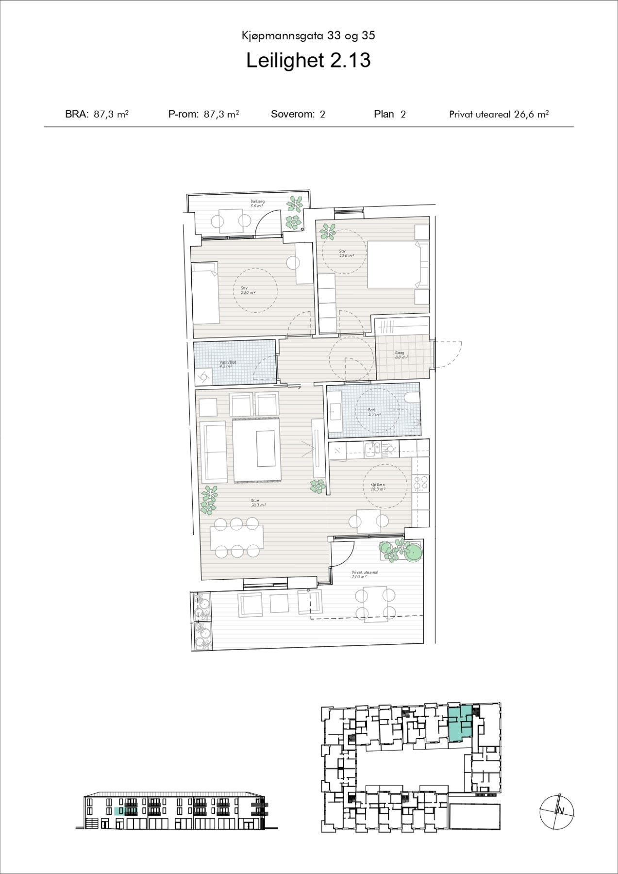 Plantegning av leiligheten - areal 78,0 kvm. Galleribilde