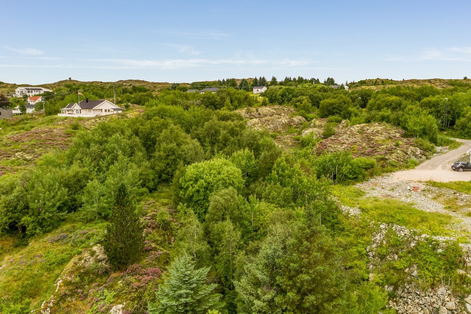 Det er bilveg frem til de fleste av tomtene Galleribilde