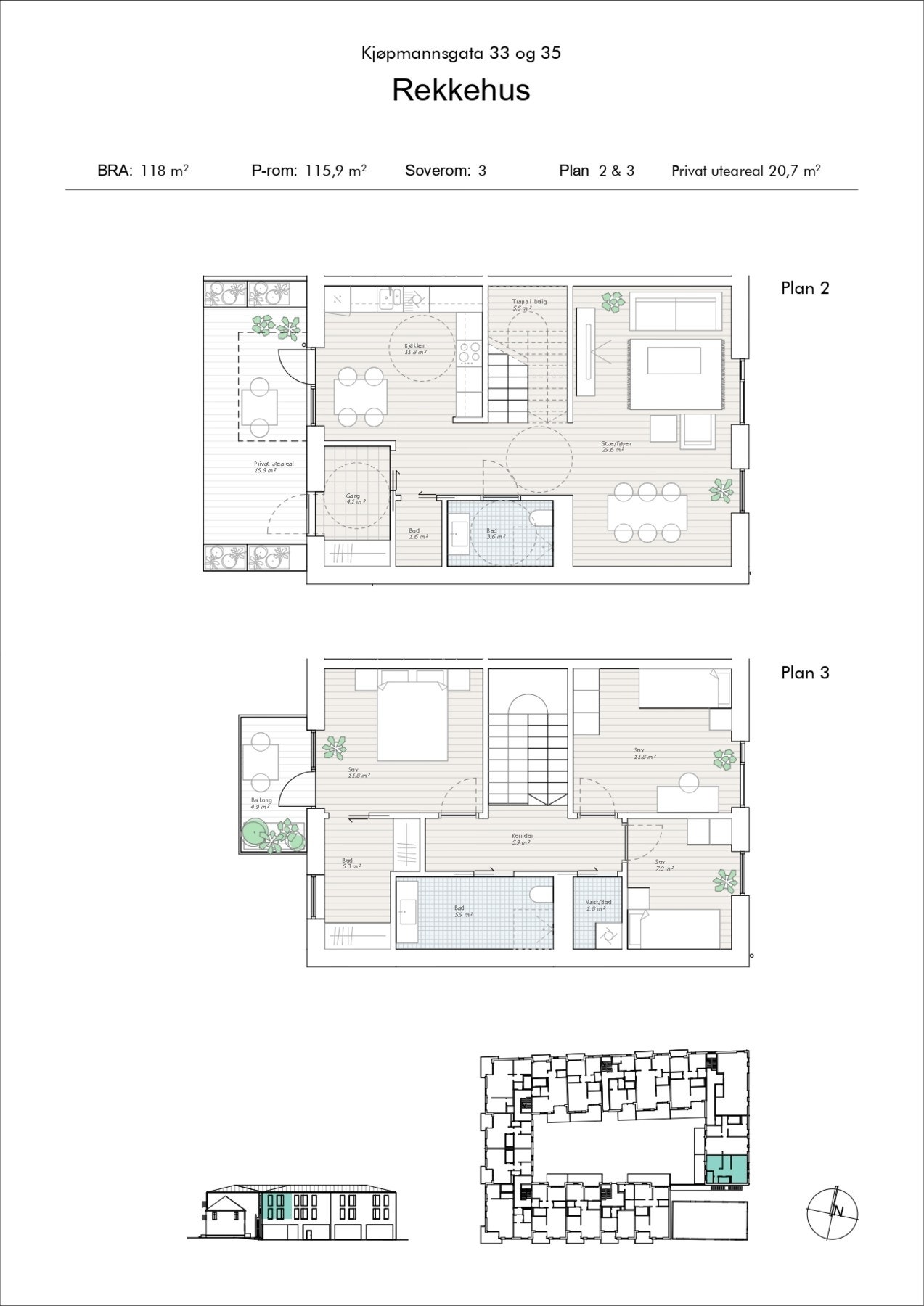 Plantegning for leiligheten - areal 116 kvm. Galleribilde