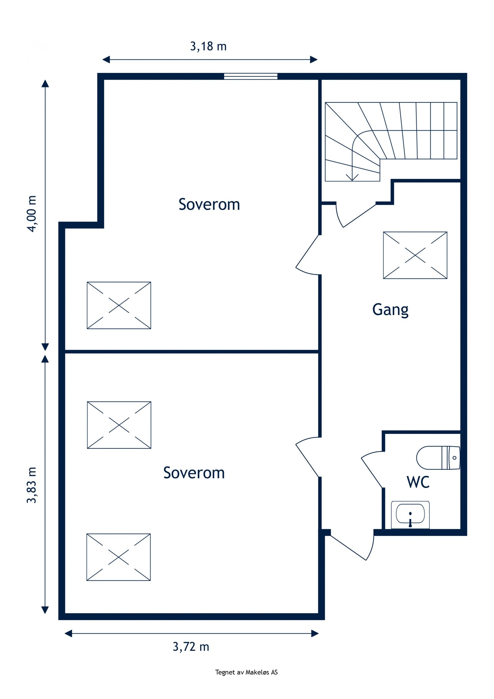 Plantegning loftsetasje. Galleribilde