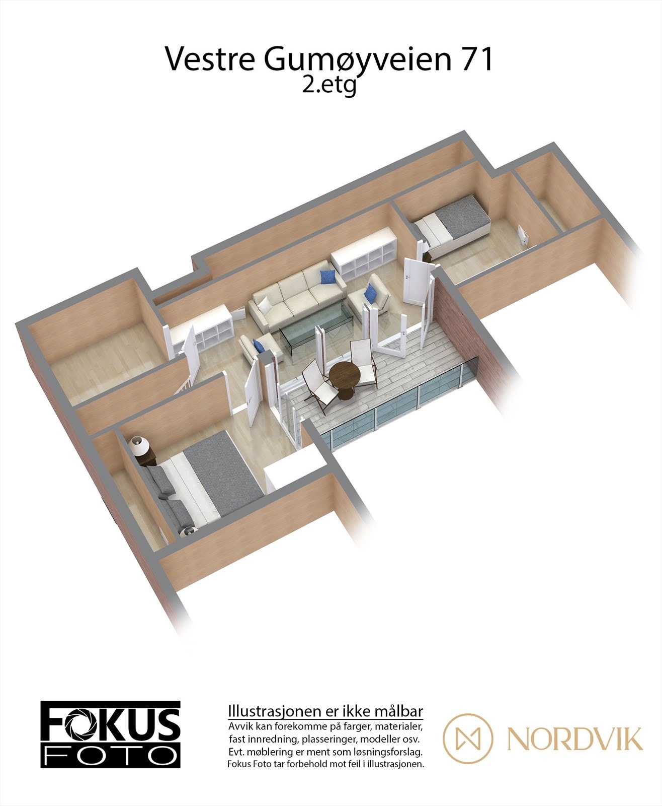 Plantegning 3D. Andre etasje. Galleribilde