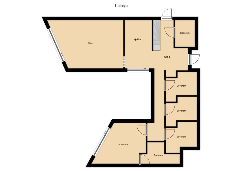 Plantegning - Hovedetasje. Galleribilde