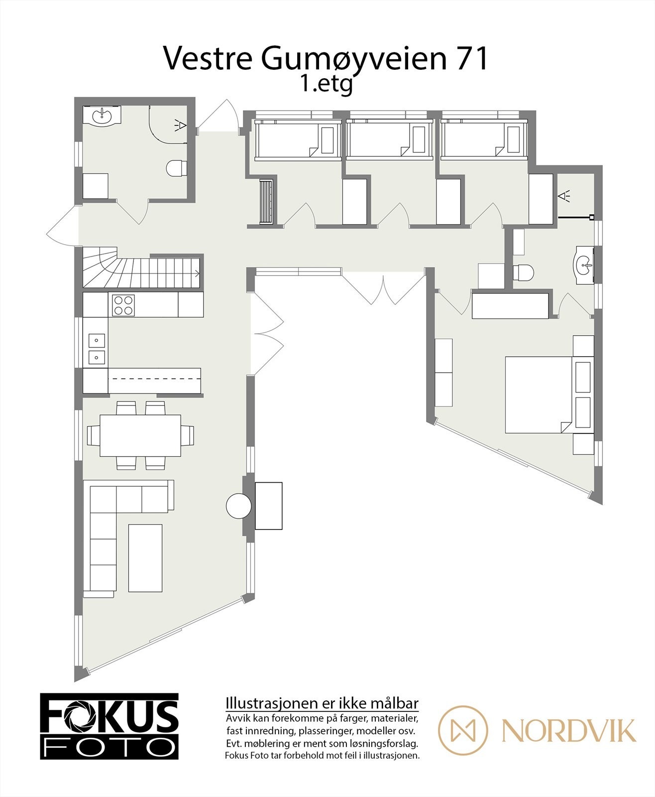 Plantegning 2D. Hovedetasje. Galleribilde