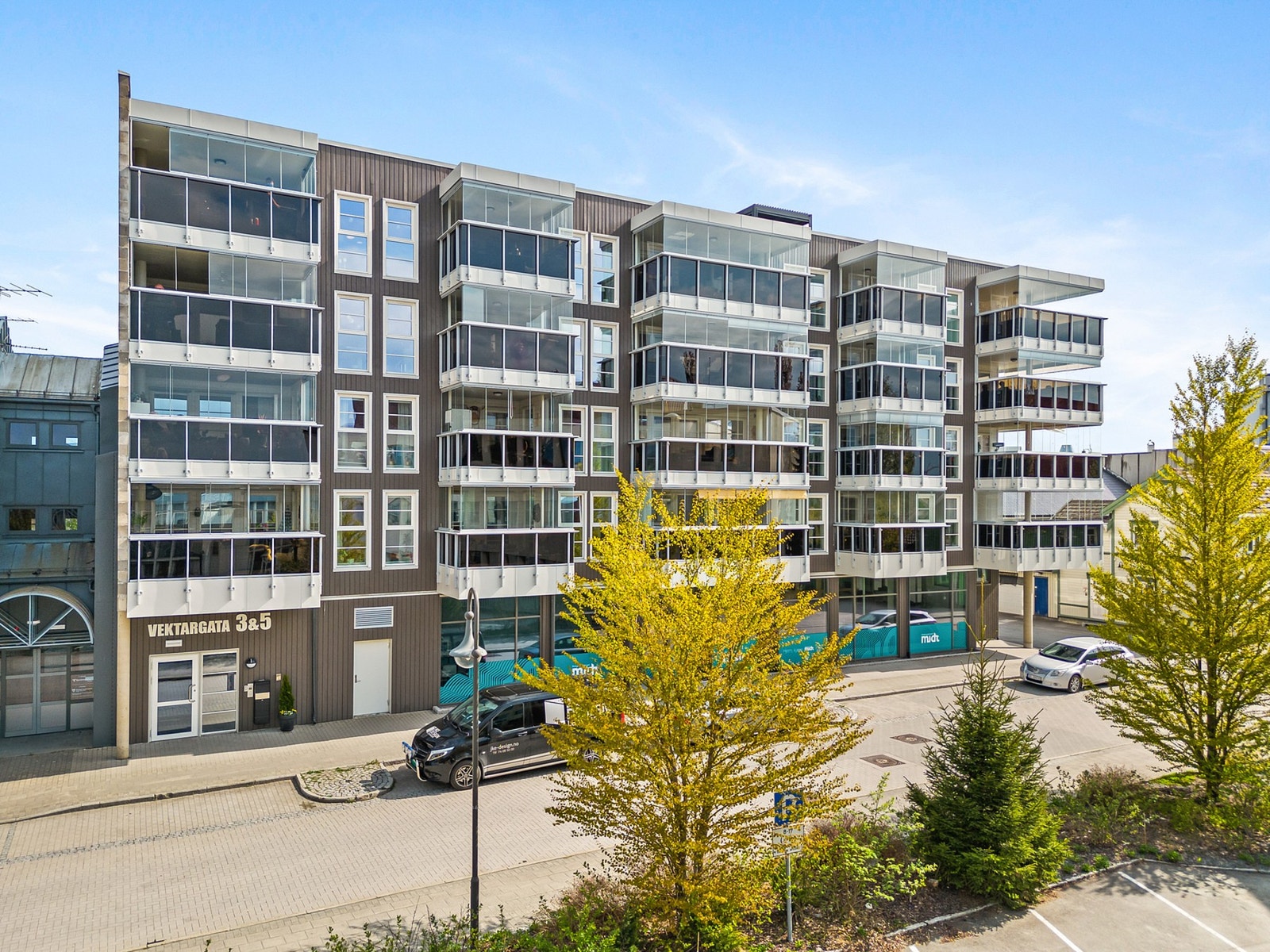 Byggets fasade fra nordsiden. Galleribilde