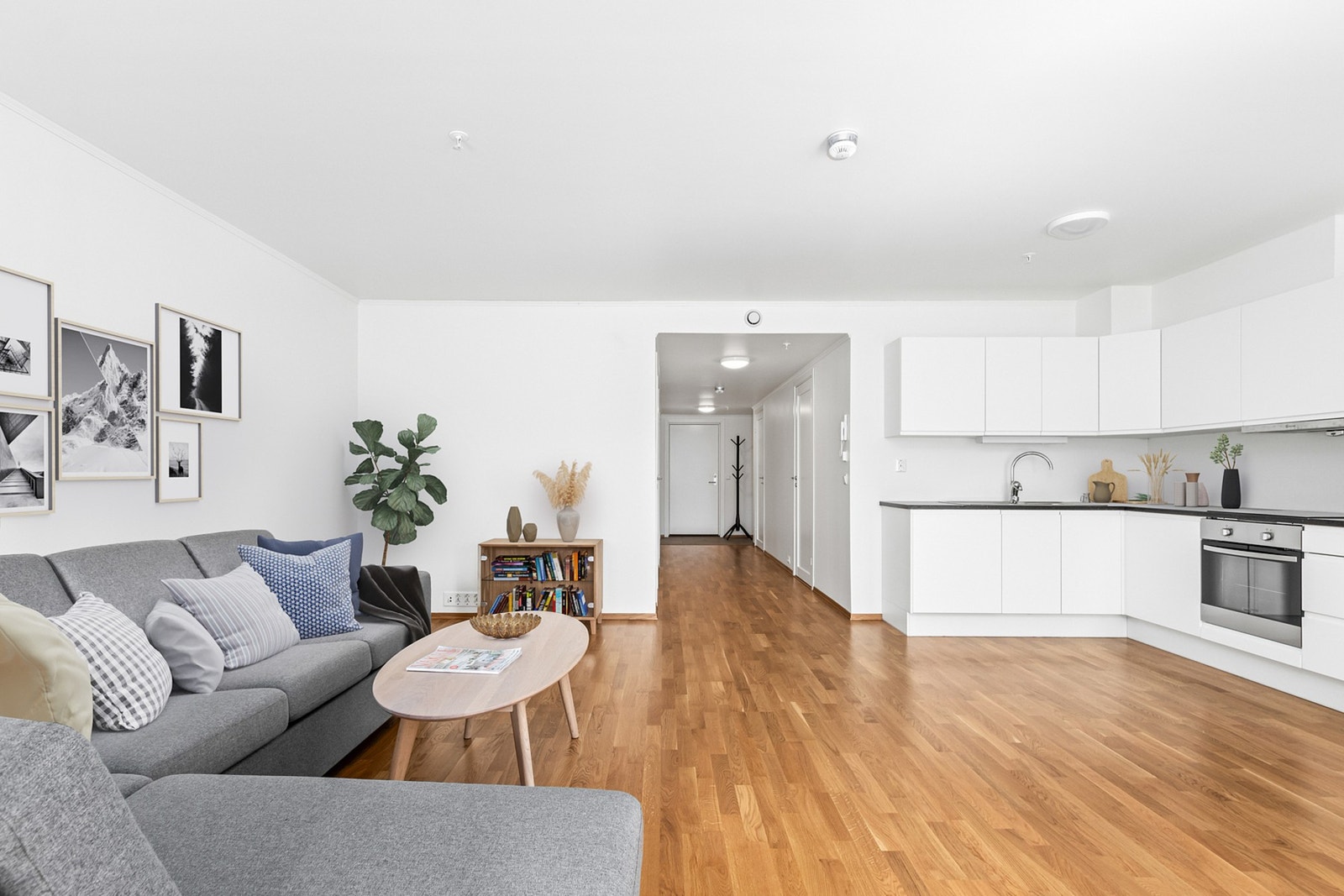 Godt med plass til både sofagruppe og spisemøbler. Galleribilde