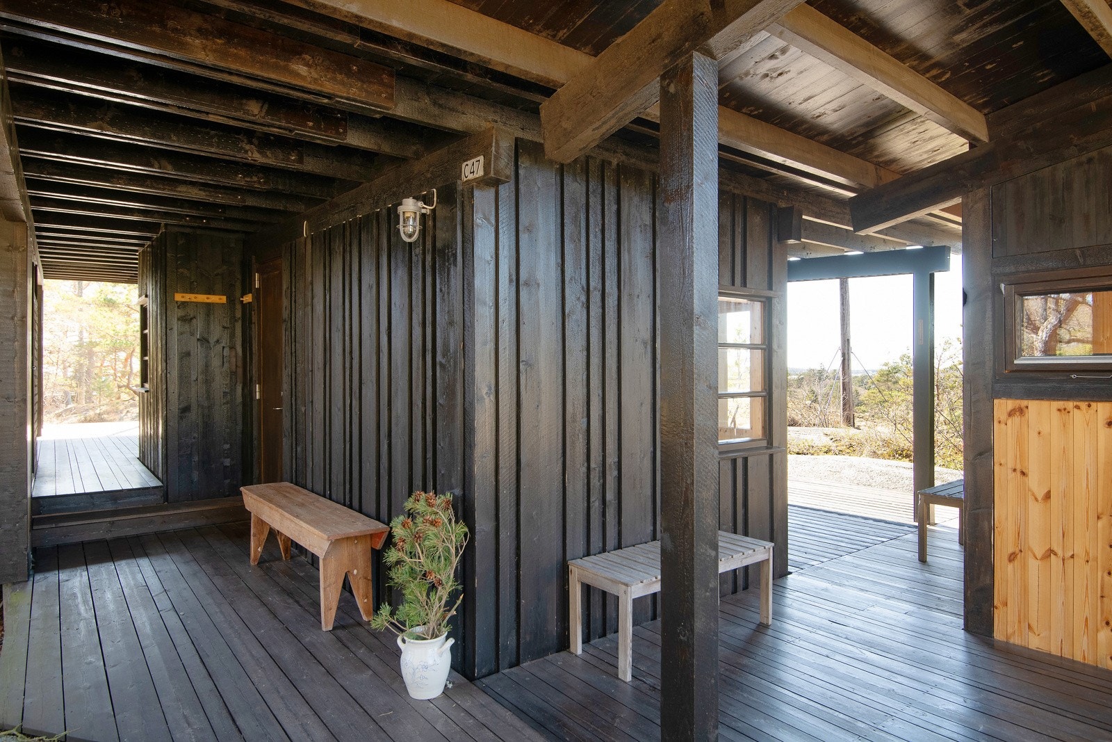 De forskjellige avdelingene sys sammen av overbygde ganger. Genialt i all sin enkelhet Galleribilde