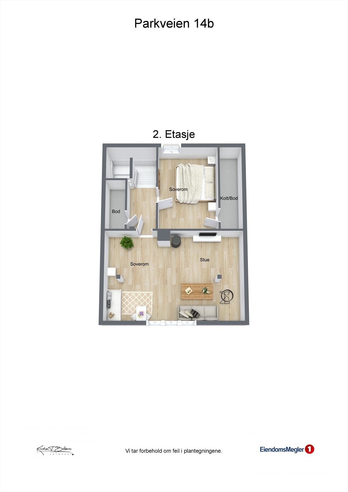 Plantegning 2. etasje Parkveien 14B. Galleribilde