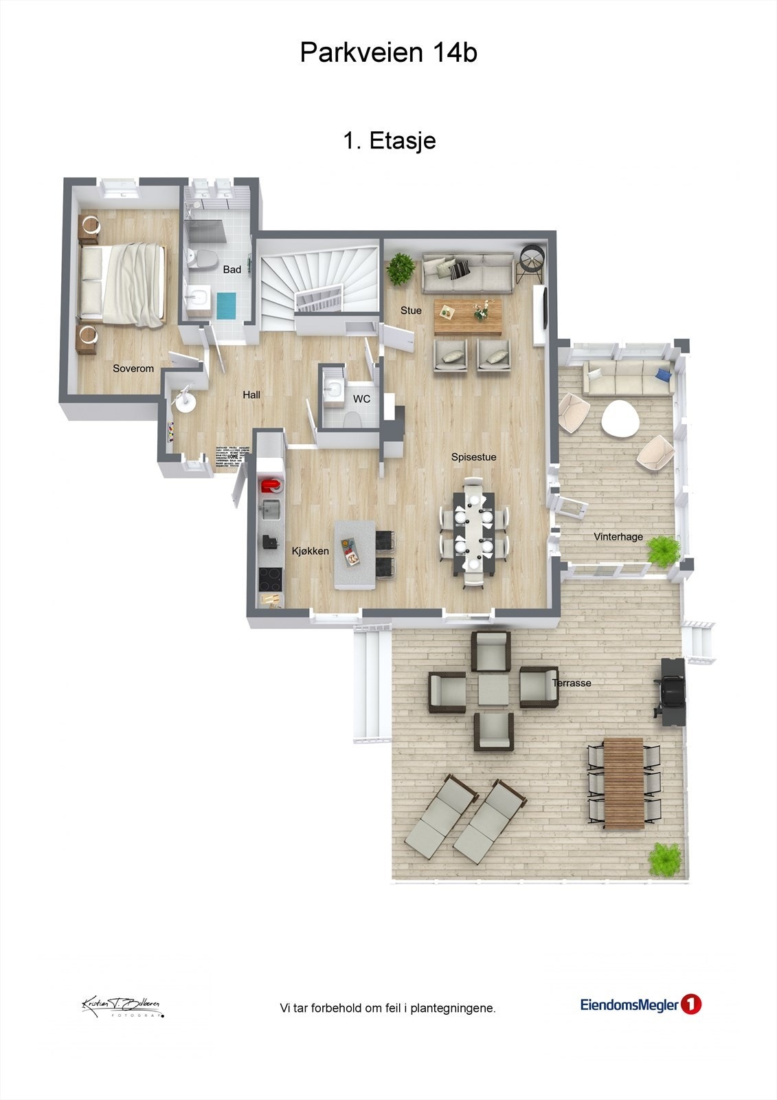 Plantegning 1. etasje Parkveien 14B. Galleribilde