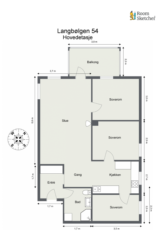 Langbølgen 54 - Plantegning. Galleribilde