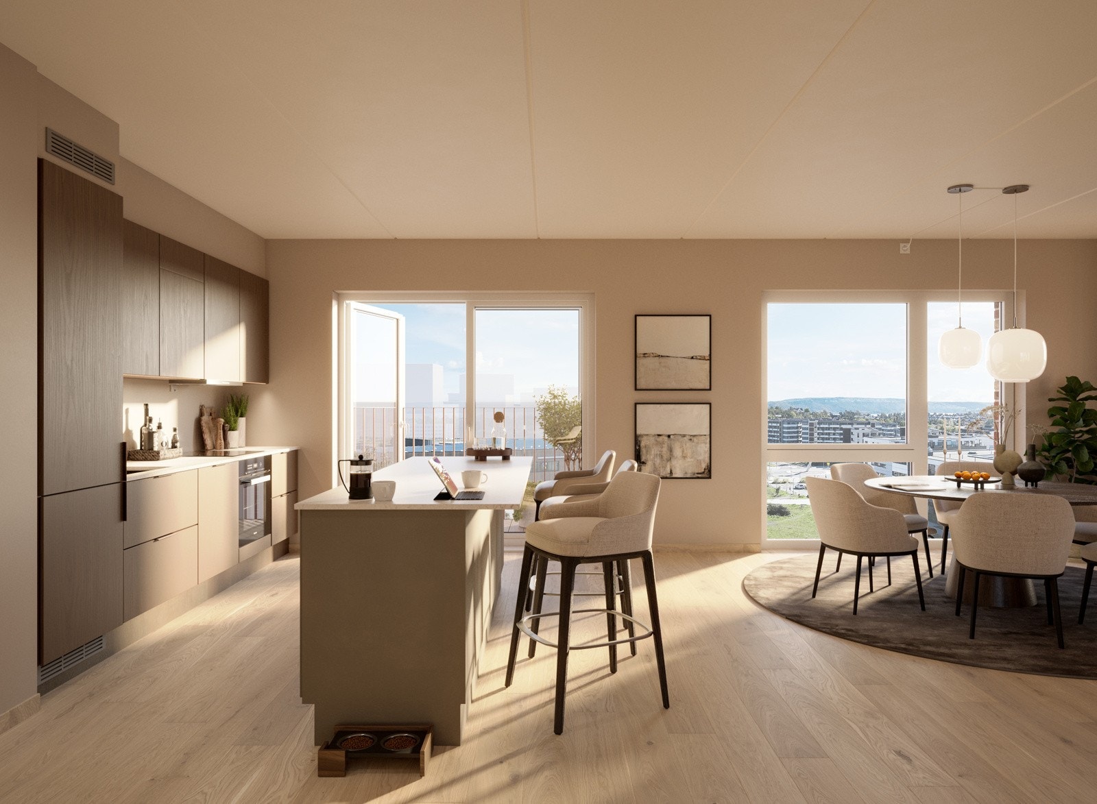 Flotte lyse leiligheter med store vindusflater Galleribilde