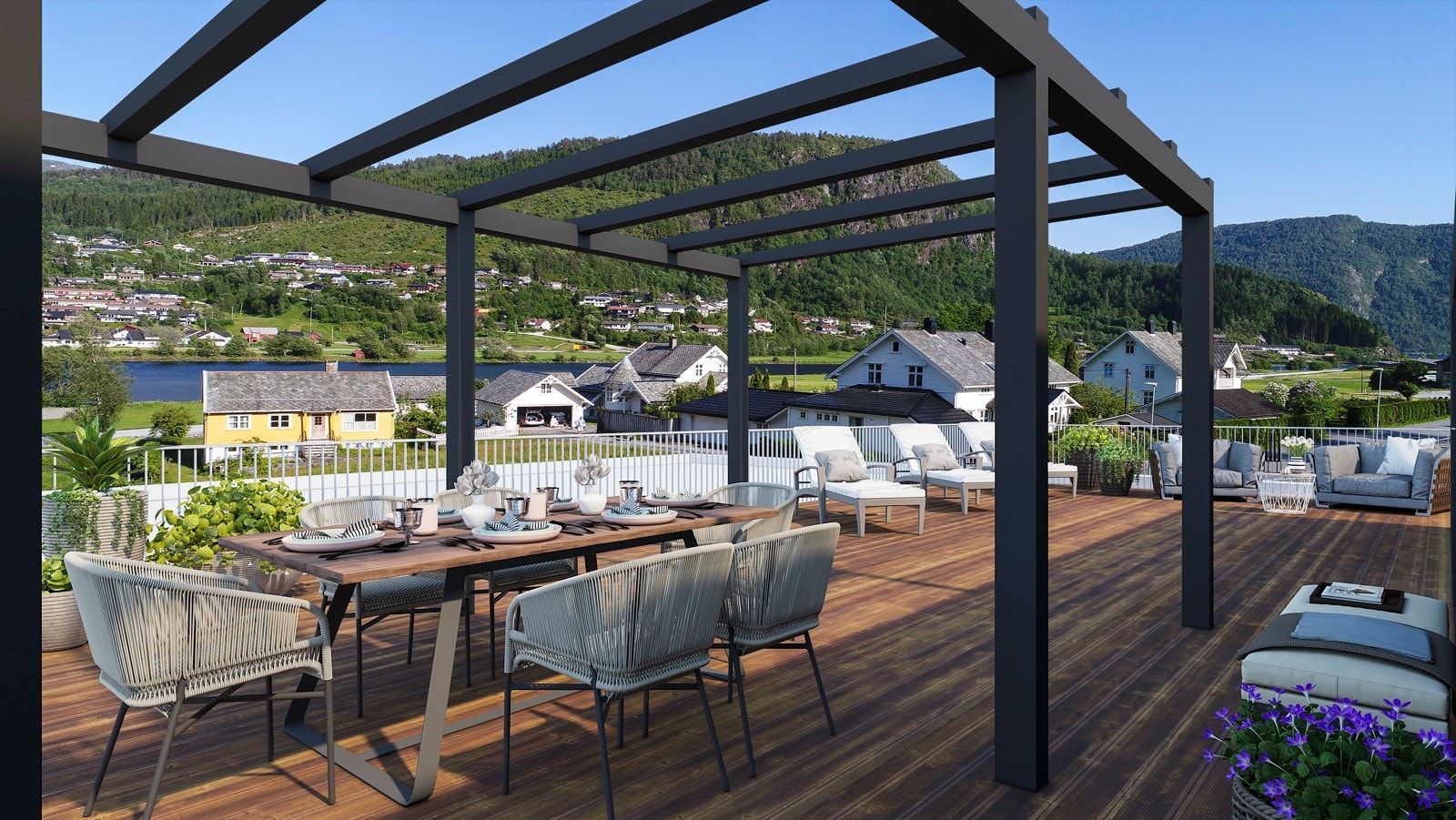 Felles takterrasse i blokka med tilkoms via heis eller trapp Galleribilde