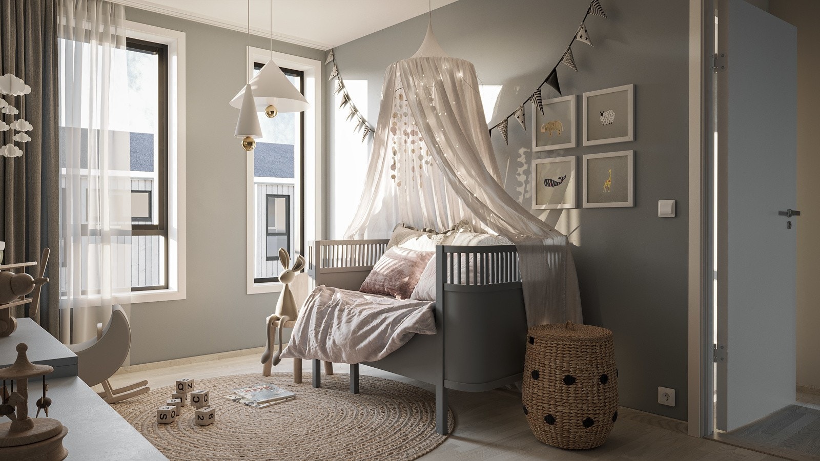 Innvendig illustrasjon barnerom Galleribilde