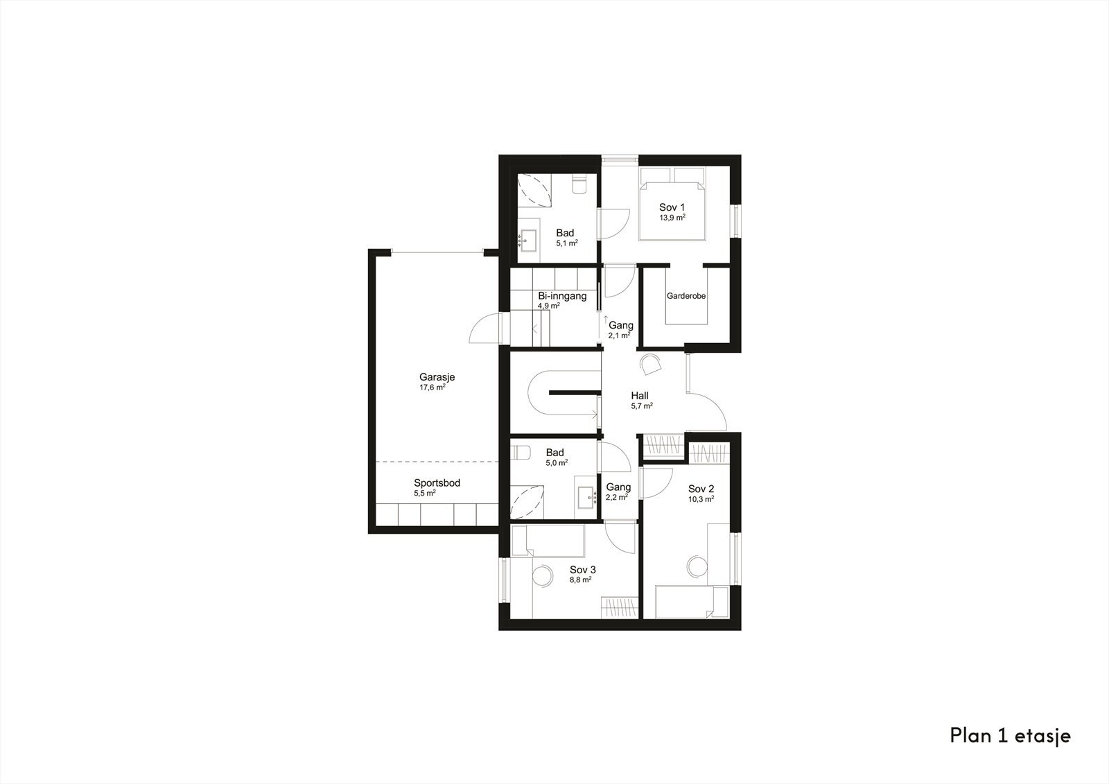 Hus B salgstegninger-2.et Galleribilde