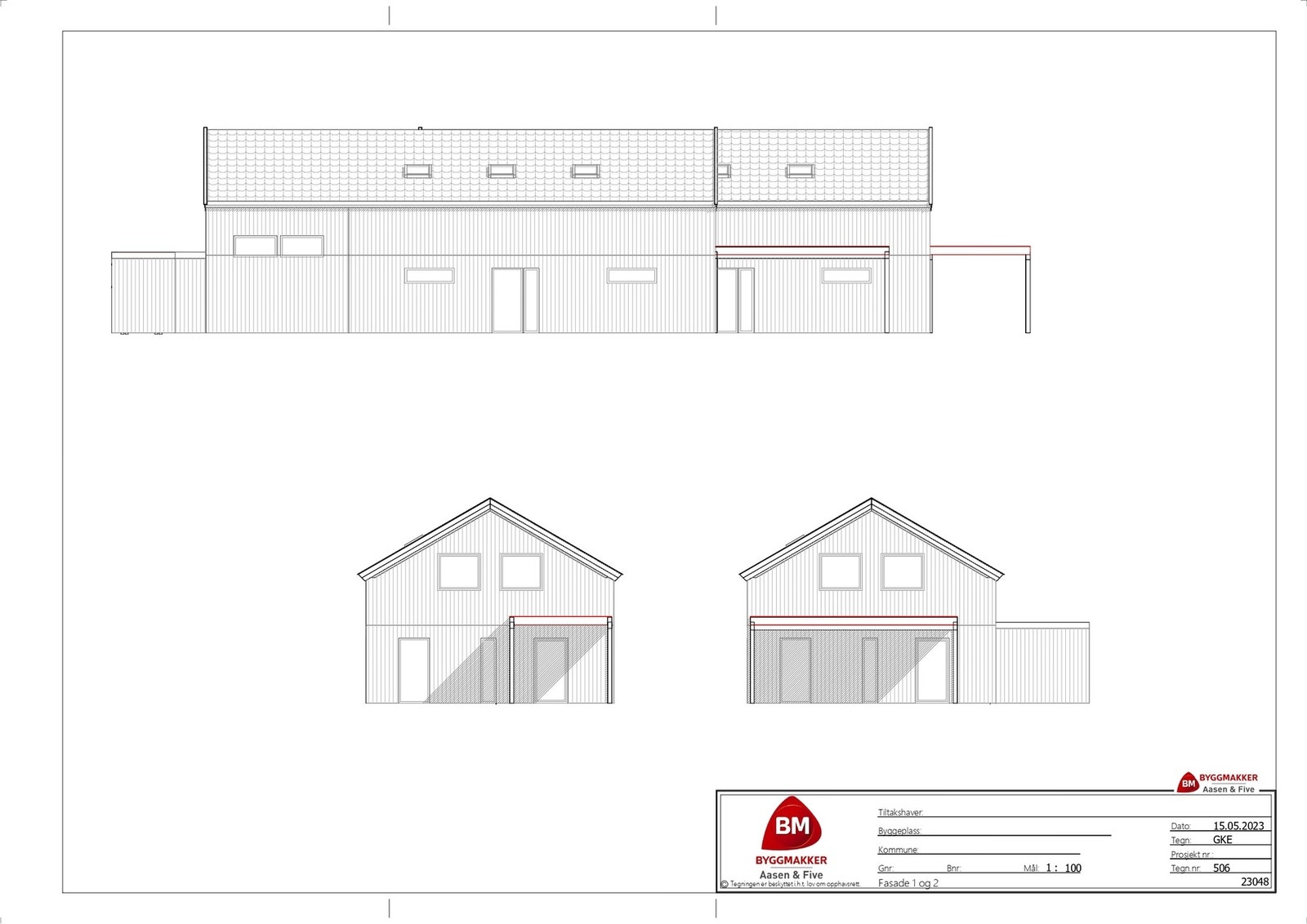 Bygningstegninger med carport. Galleribilde