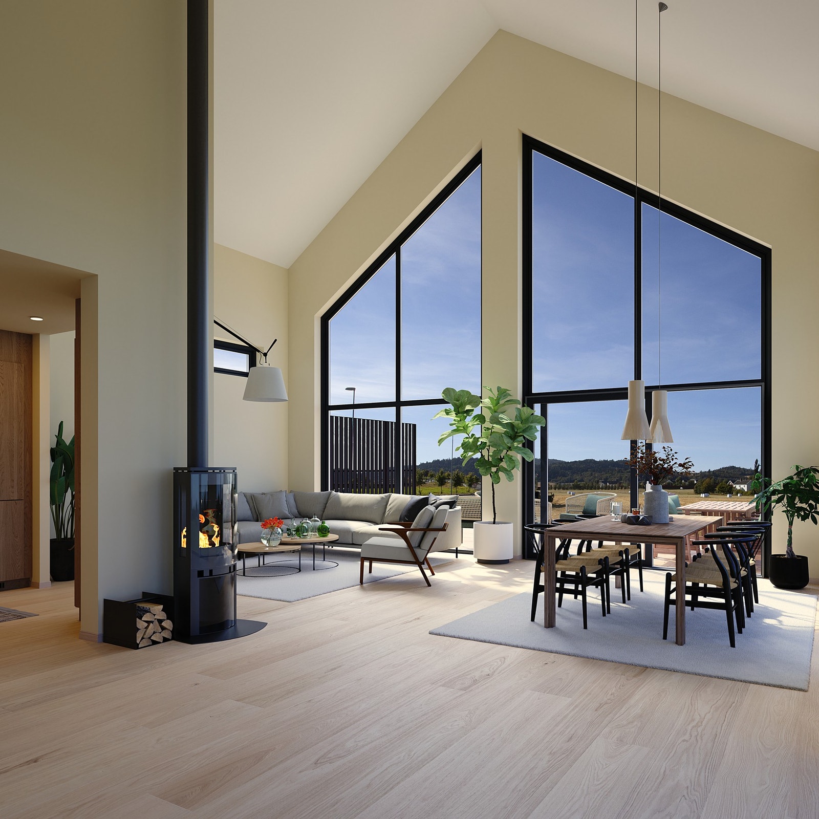 Boligene har en gjennomtenkt og god planløsning hvor stue i 1.etasje får en fantastisk takhøyde med store vindusflater. Galleribilde