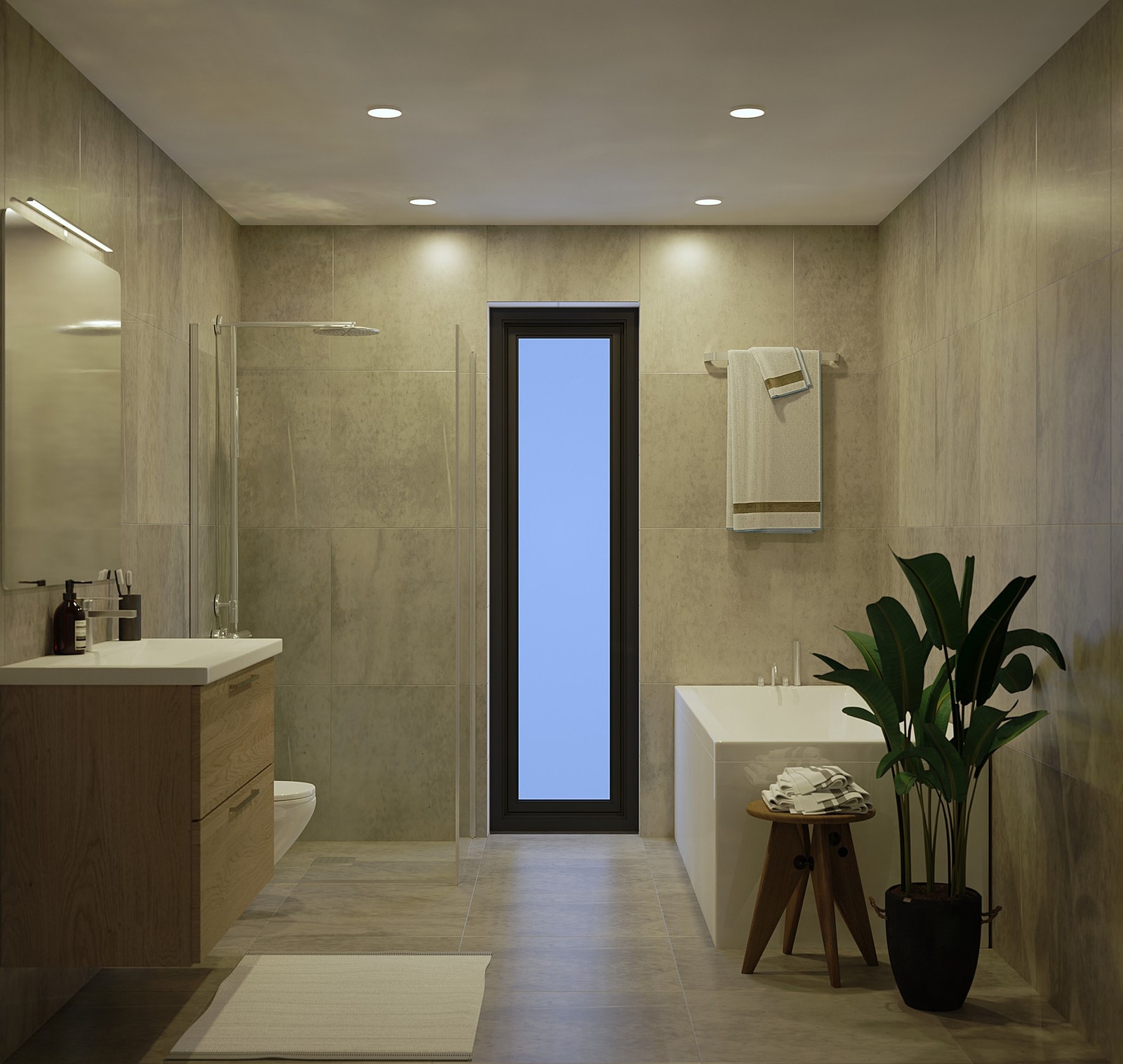 Boligen får 2 baderom. Begge baderom er flislagt med 60x60 flis, Galleribilde