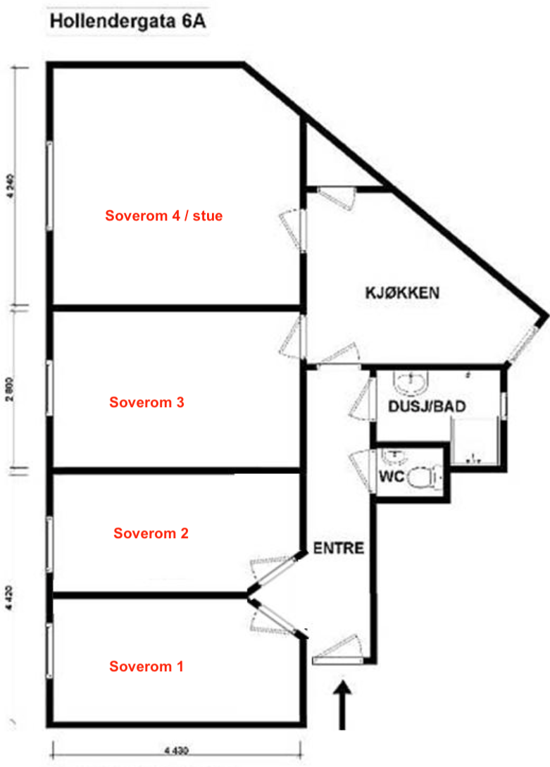 Plantegning over leiligheten Galleribilde