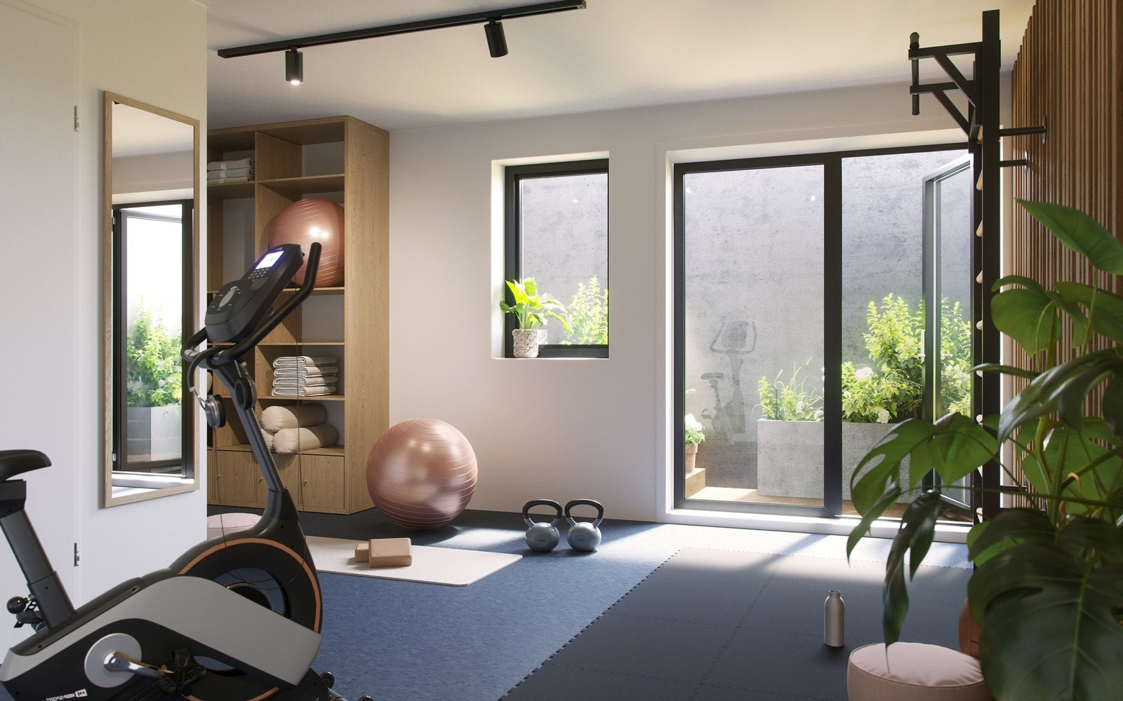 Hva med et eget treningsrom i underetasjen? Illustrasjonsbilde. Galleribilde