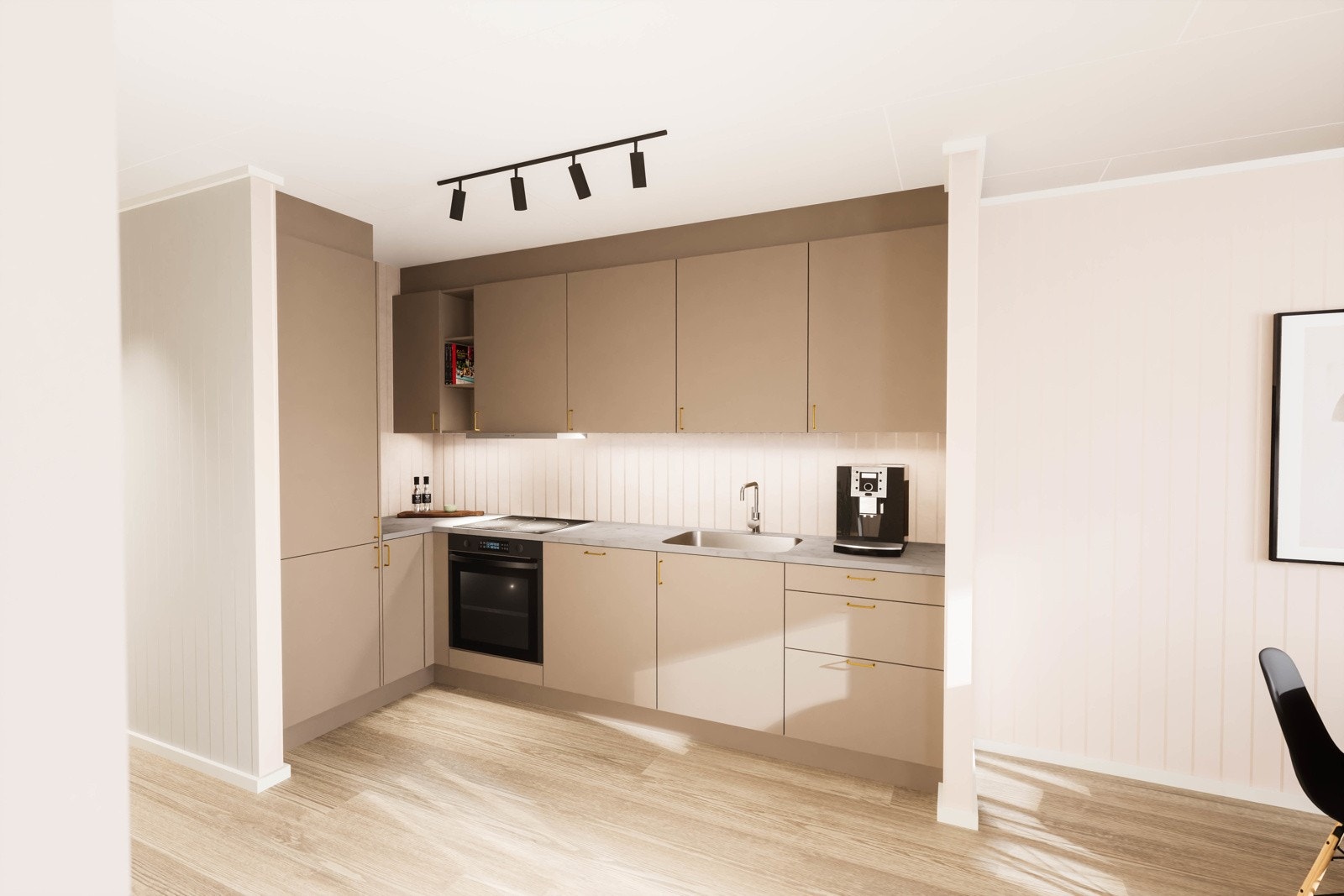 Leilighetene får flotte kjøkken med integrerte hvitevarer Galleribilde