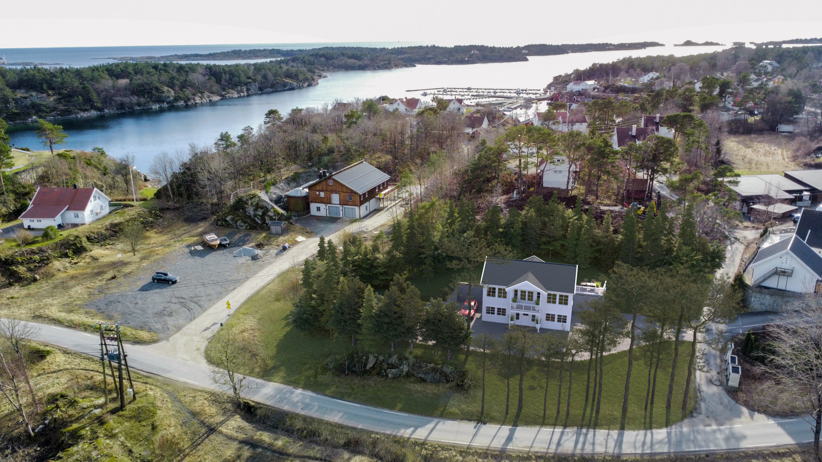 Illustrasjon av bolig plassert på tomt