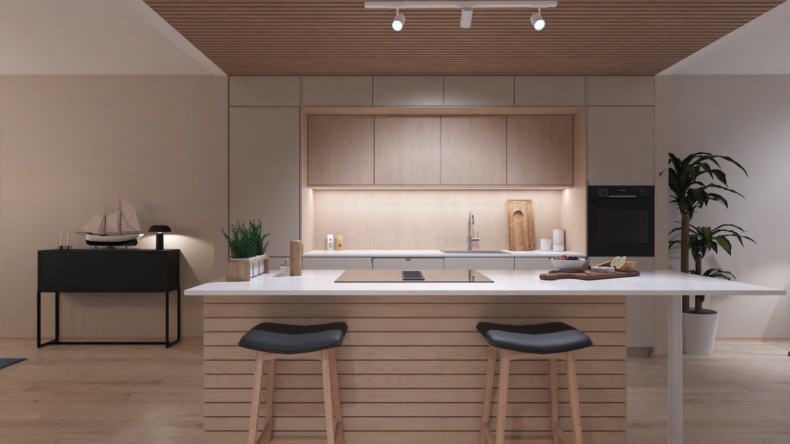 Flotte kjøkkenløsninger med bl.a eikespiler Galleribilde