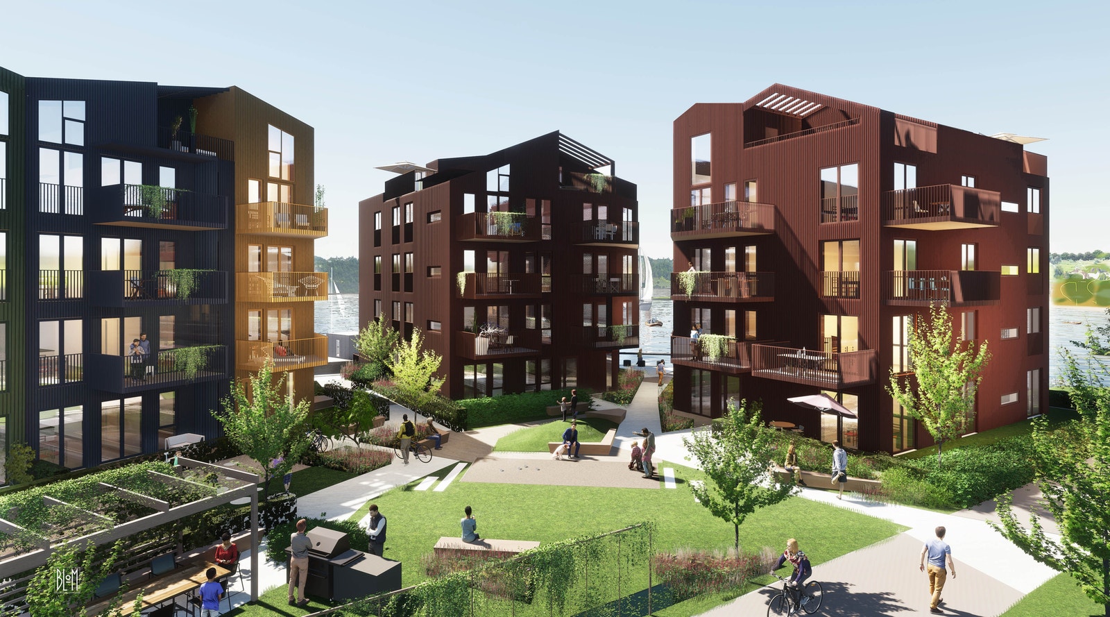 Alle leilighetene har balkong med sjøutsikt og kveldssol Galleribilde