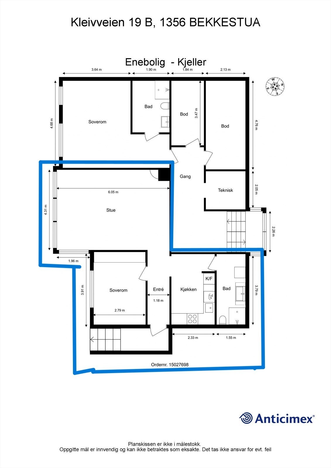 Avmerket leilighet i blått omriss Galleribilde
