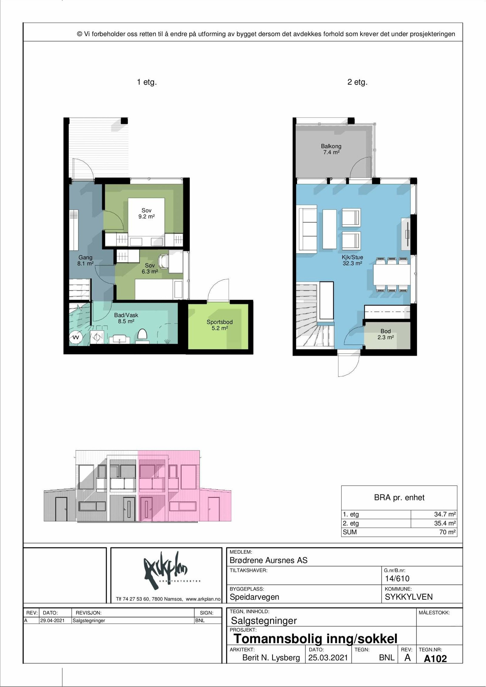 Plantegning bolig 2, 4 og 6. Galleribilde