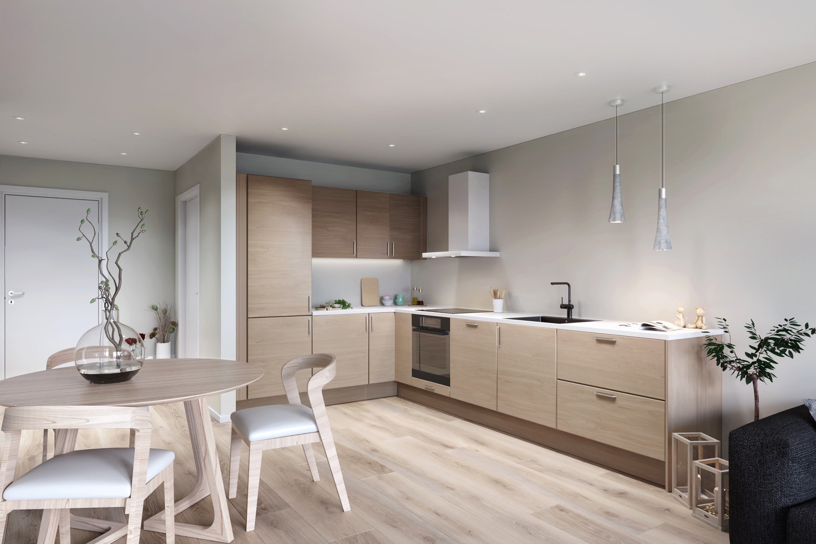 Illustrasjon av kjøkken i Trend5 83 m2. Avvik kan forekomme. Galleribilde