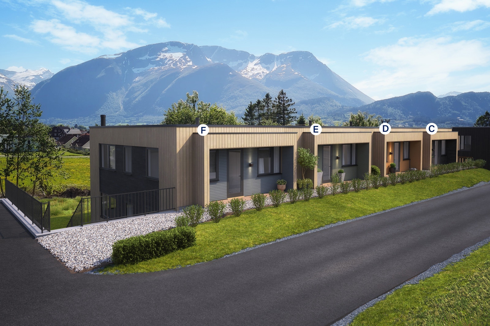 Leilighetene C-F, med en fantastisk utsikt over den vakre naturen i Sykkylven. Galleribilde