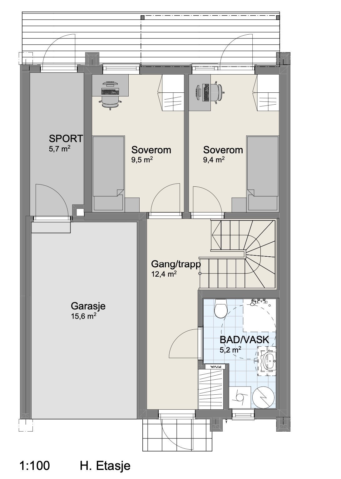 Plantegning 1.etg Galleribilde