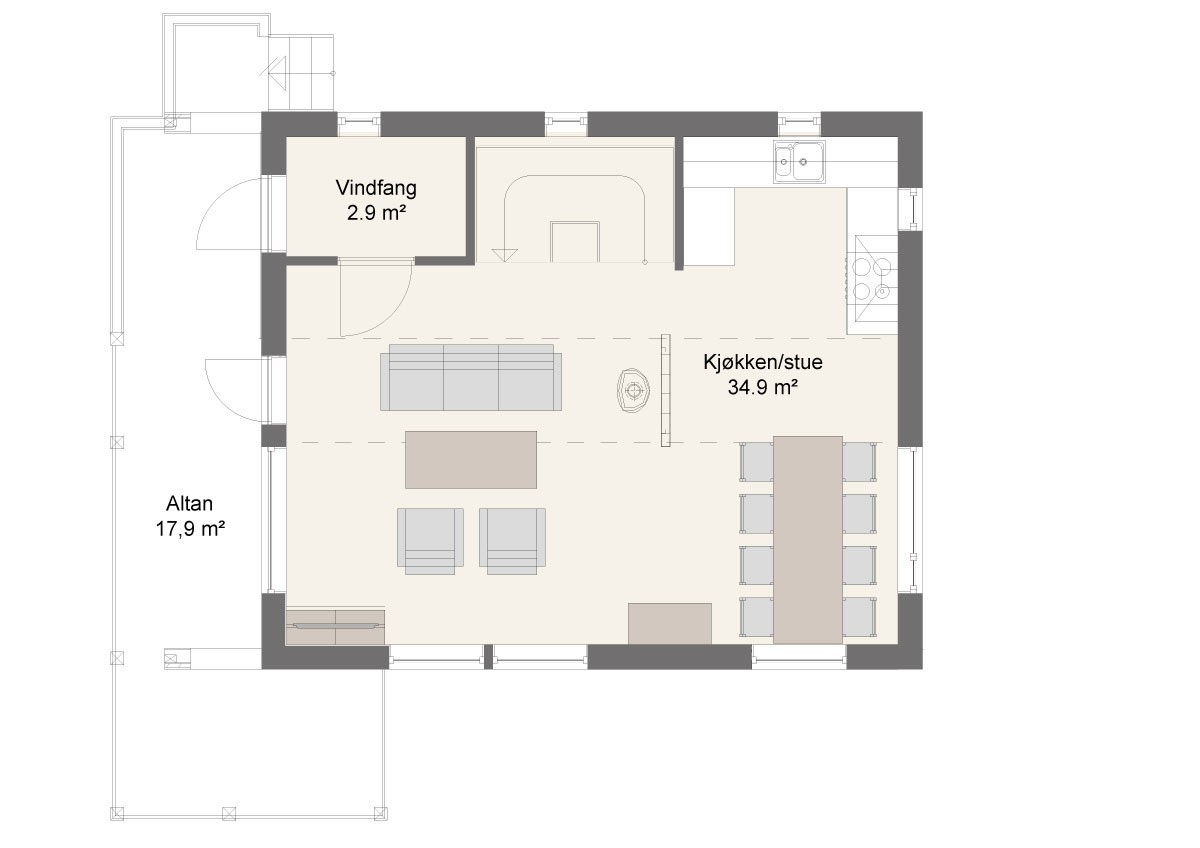 Plantegning MA493 1 etasje Galleribilde