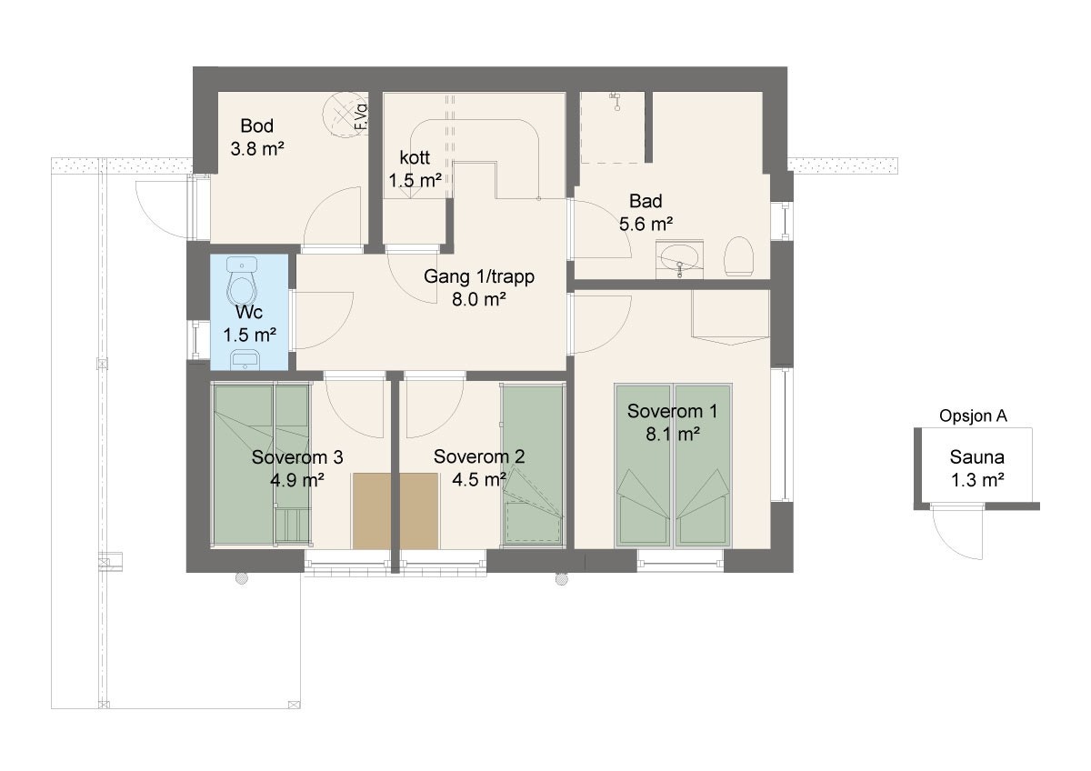 Plantegning MA493 sokkel etasje Galleribilde