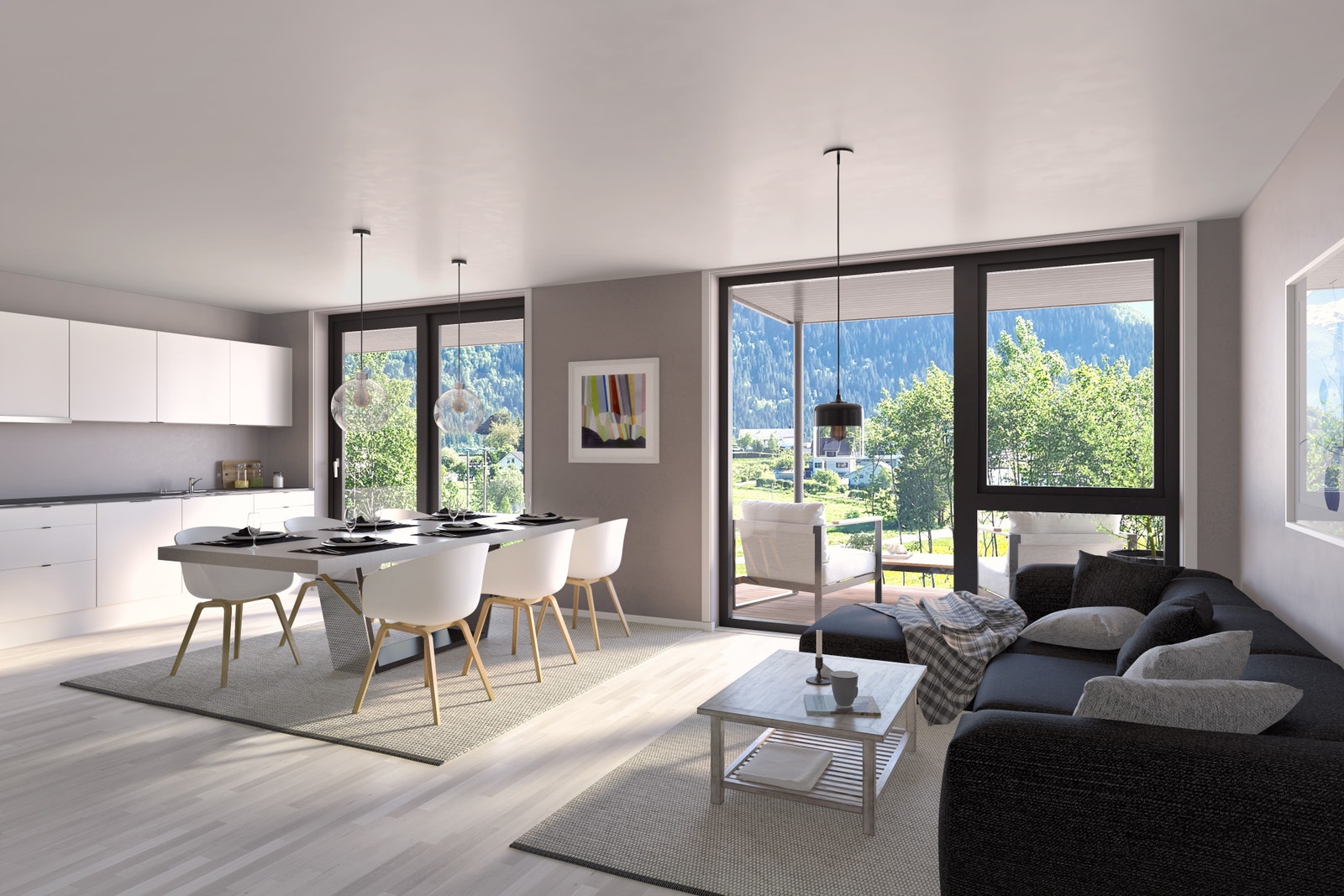 Interiørillustrasjon stue. Avvik vil forekomme. Galleribilde