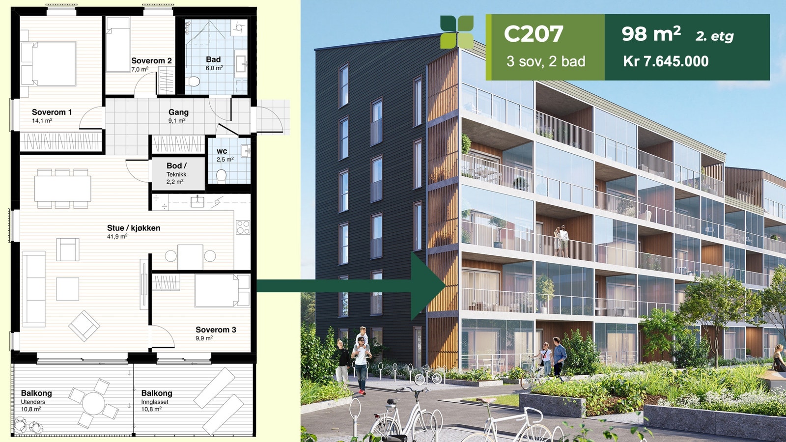 C207: 98 kvm Galleribilde