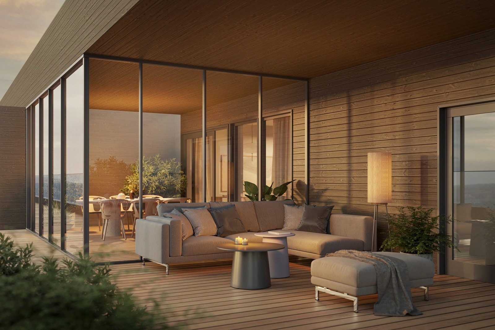 Utvalgte boliger har en privat stor vinterhage på terrassen Galleribilde