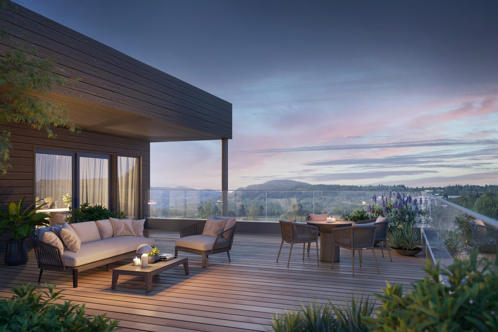 Store terrasser med glassrekkverk Galleribilde