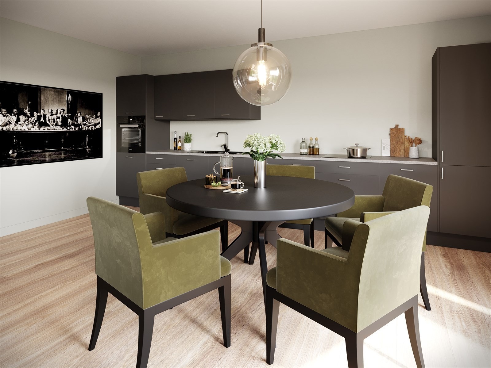 Alle perspektiver og illustrasjoner i alt salgsmateriell er ment å gi et inntrykk av en ferdig bebyggelse. Galleribilde