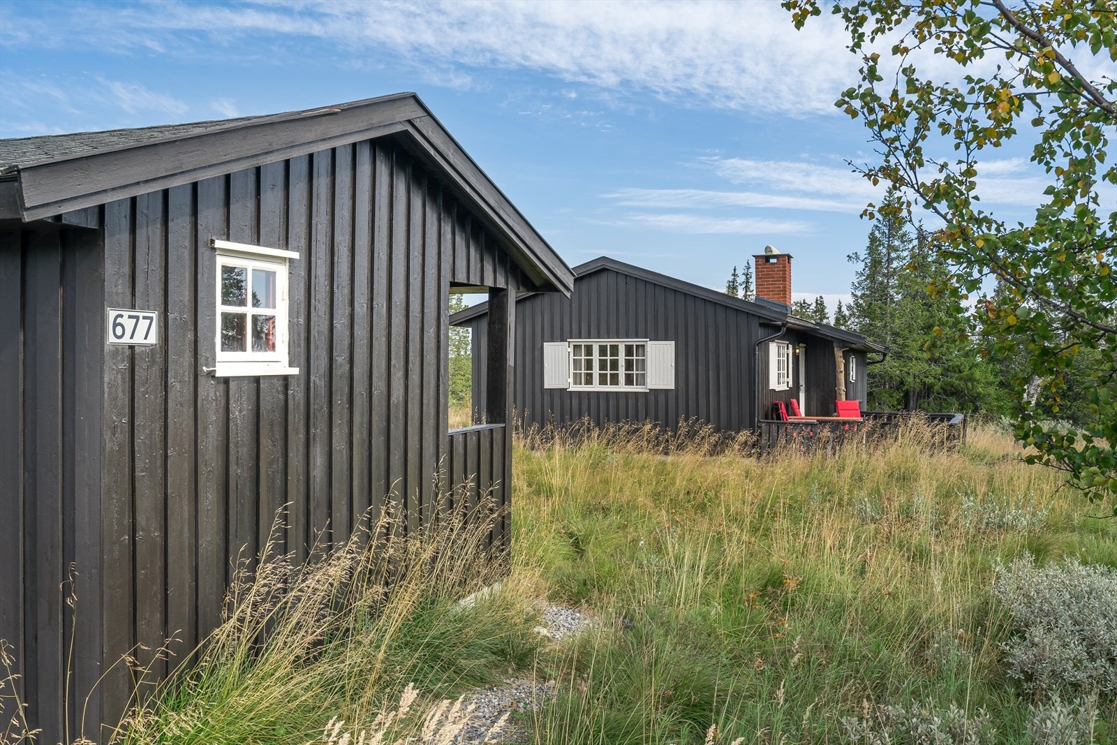 Eiendommen består av hytte og uthus. Galleribilde