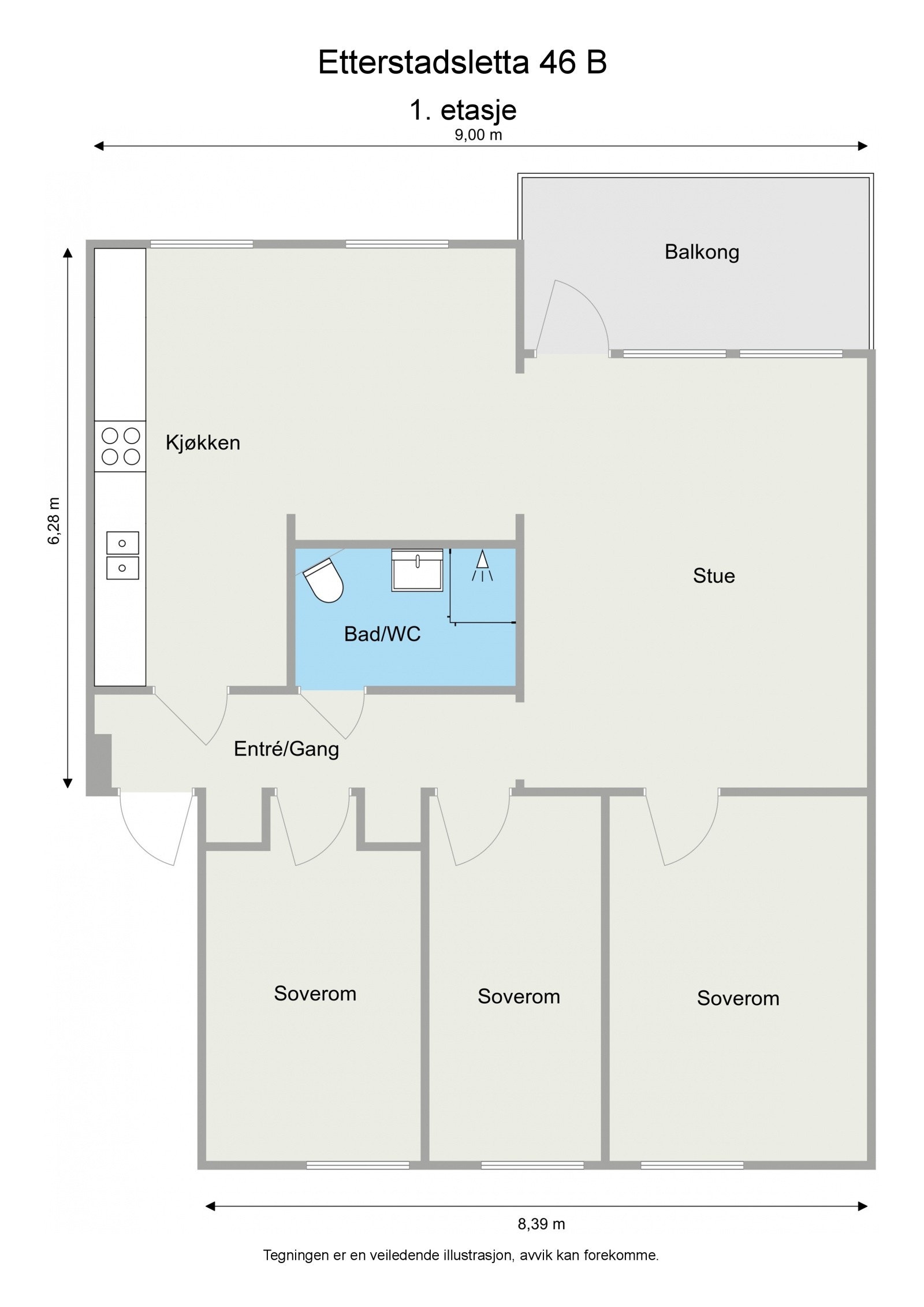 Floorplan letterhead - Etterstadsletta 46 B - 1. etasje - 2D Floor Plan Galleribilde