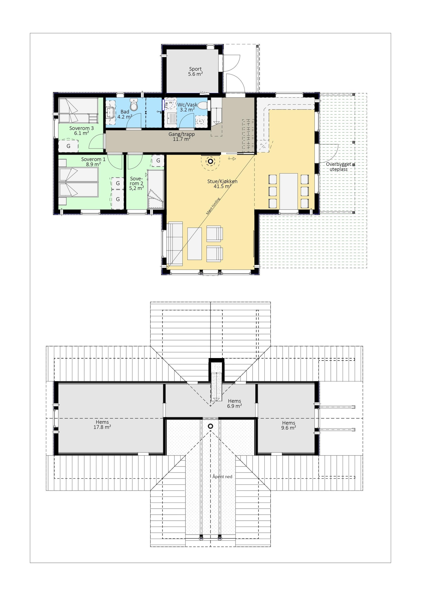 Praktisk planløsning! Soverom og bad i en ende, og kjøkken/stue i den andre. Galleribilde