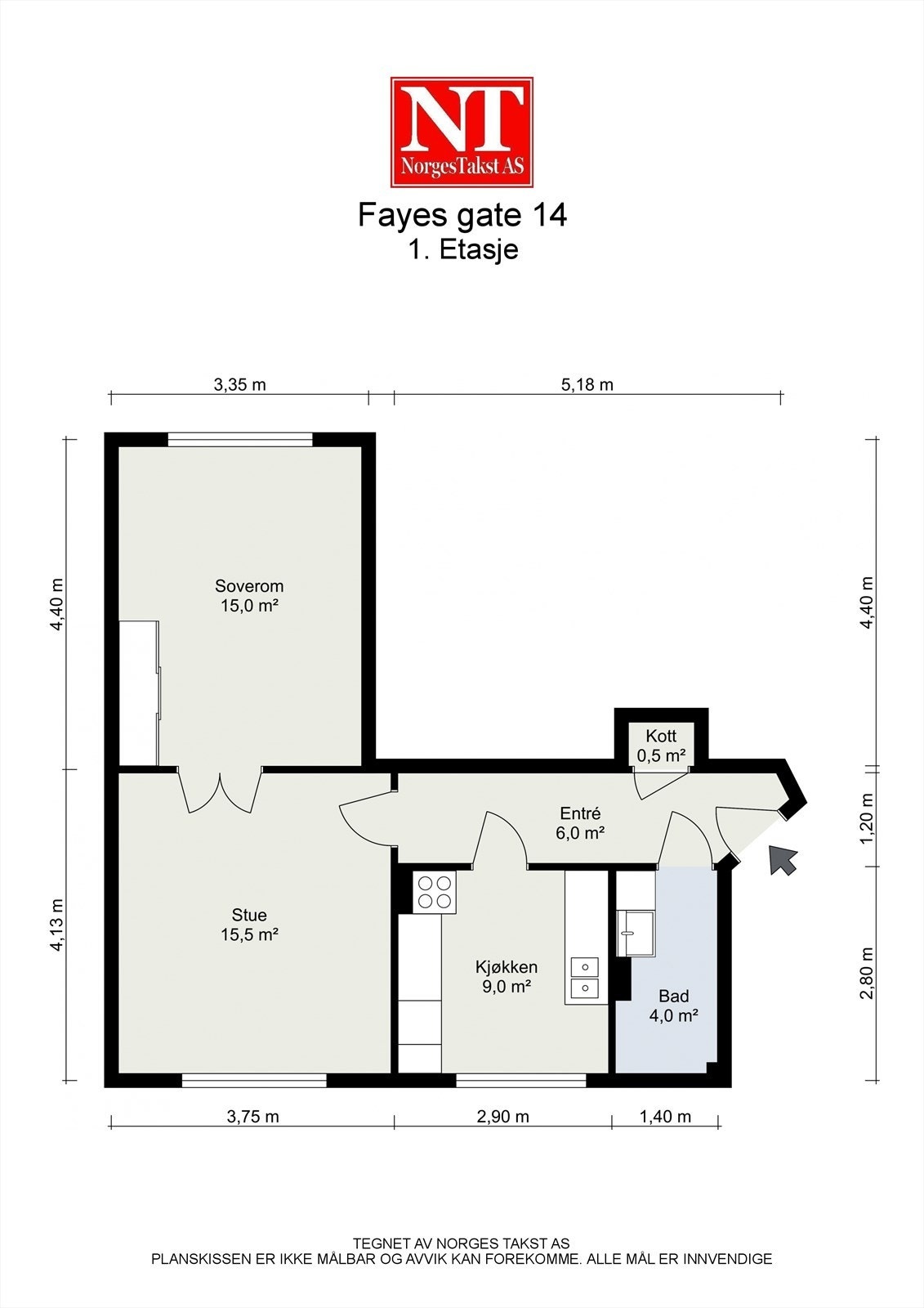 Målsatt plantegning Galleribilde