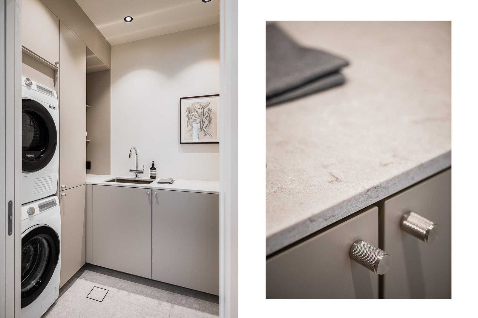 Moderne separat vaskerom med god plass til oppbevaring. Galleribilde