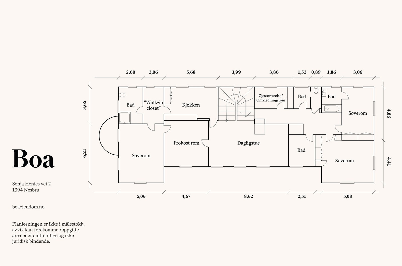 2. etasje: Walk-in closet, kjøkken, bad, frokostrom, dagligstue, gjesteværelse/omkledningsrom og tre soverom med tilhørende baderom. Galleribilde